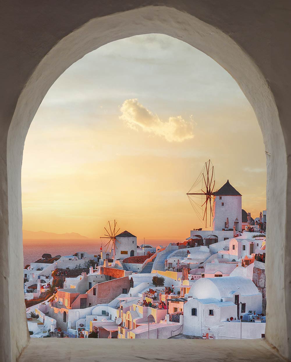 Photo of European city at sunset